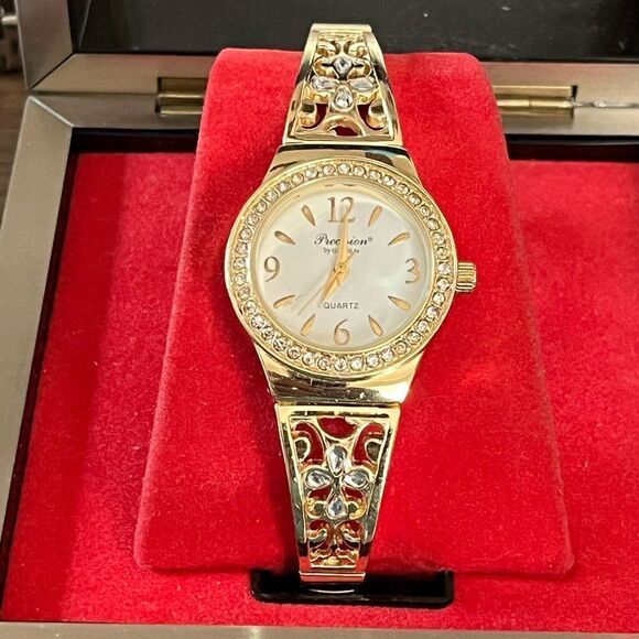 Precision by Gruen GP581L Gold Tone Rhinestone‎ Quartz Analog Women's Watch - Picture 1 of 4